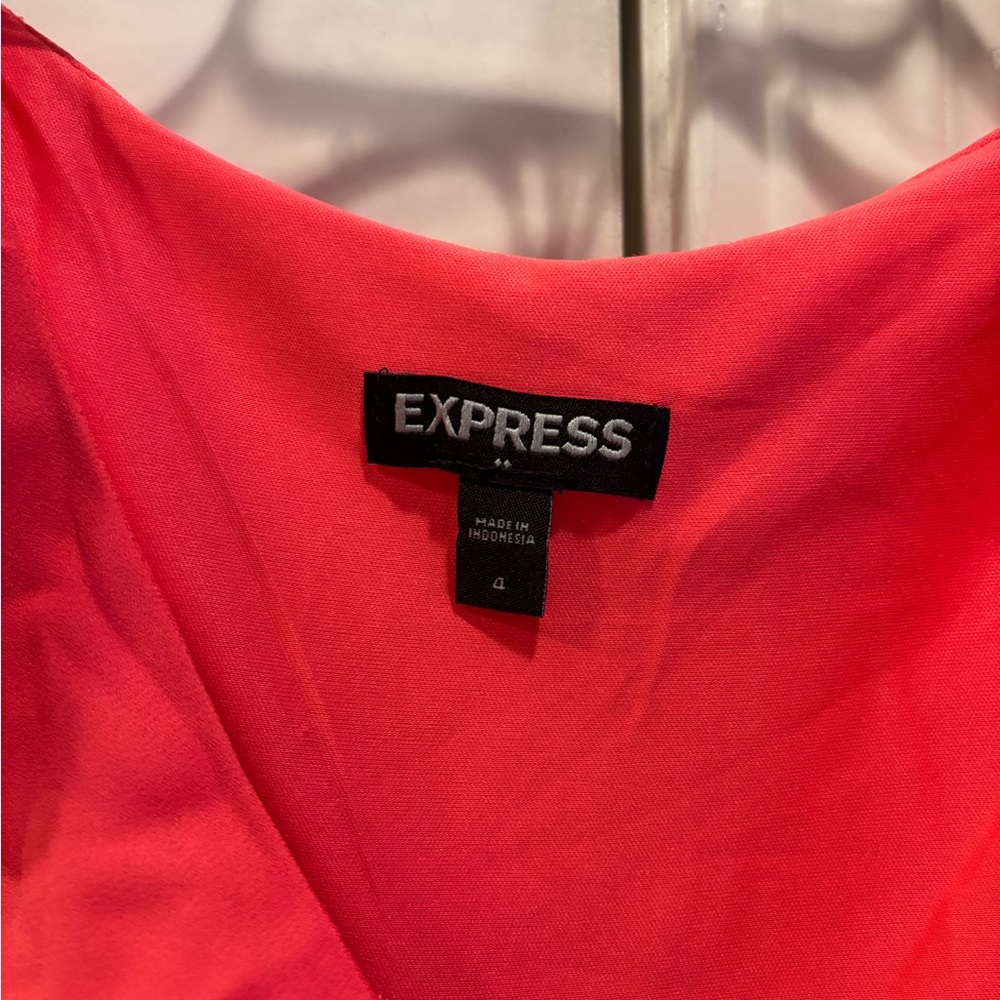 Express Orange Red Ruffled Mini Sundress - Picture 2 of 3